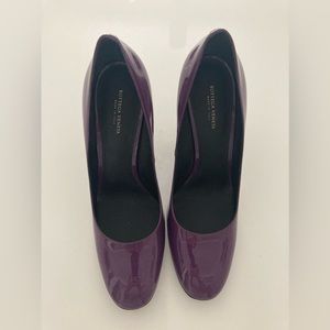 Bottega Veneta Purple Patent Leather Pumps with Black Colour Block Heel